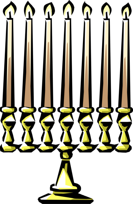 Vector Illustration Of Jewish Chanukah Hanukkah Menorah - Vector Illustration Of Jewish Chanukah Hanukkah Menorah (459x700)