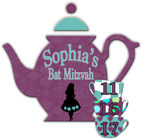 Alice In Wonderland Themed Bat Mitzvah Logo - Teapot (500x500)