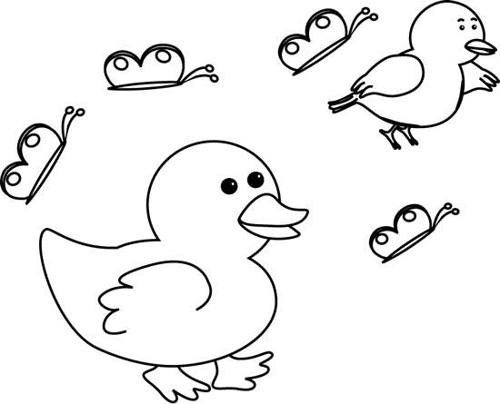 Black And White Spring Critters - Clip Art (550x445)