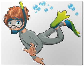 Komik Karikatür Ve Vektör Karakter Tuval Baskı • Pixers® - Boy Swimming Moving Clipart (400x400)