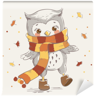 Sevimli Küçük Baykuş Eşarp Çizgi Çizgi Ile Çizilmiş - Clothing (400x400)