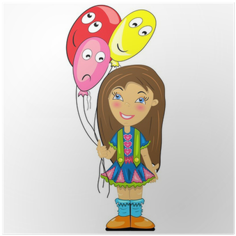 Doğum Günü Partisi Vektörü De Kız Bebek Poster • Pixers® - Girl At Birthday Party (400x400)