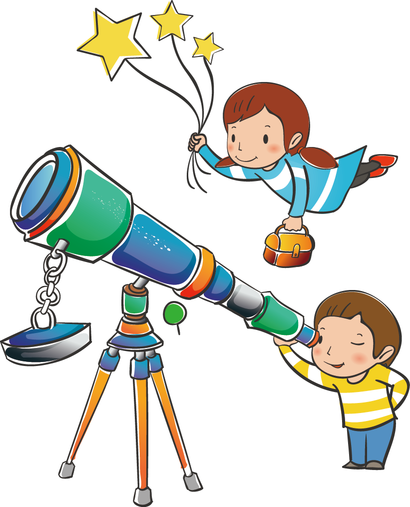 Boys And Girls Look At The Telescope - Kindergarten (821x1014)