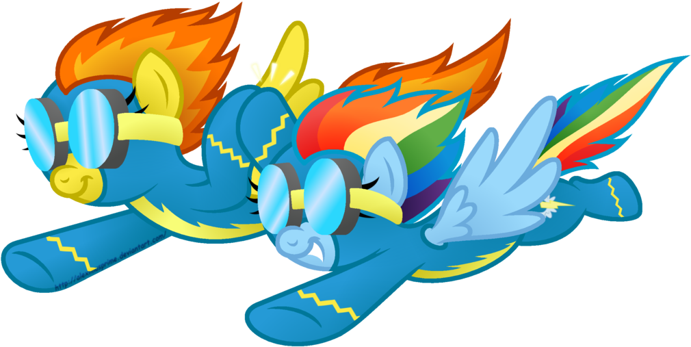 Aleximusprime, Flying, Goggles, Hoofbump, Rainbow Dash, - Art (1024x513)