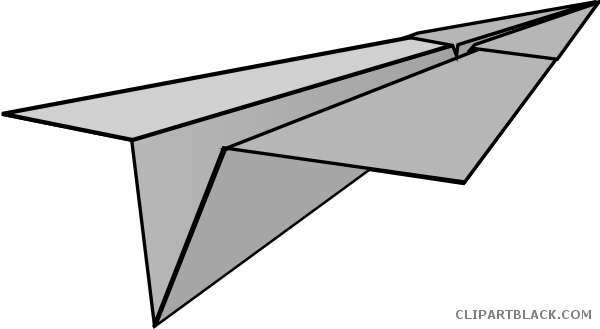 Paper Airplane Transportation Free Black White Clipart - Paper Airplane Clip Art (600x329)