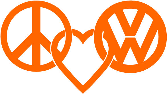 Peace Love Vw Logo Decal Sticker In Orange - Peace Love Vw (600x800)