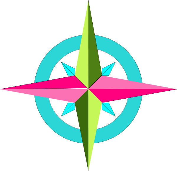 Compass Pink Aqua Green Clip Art At Clker - Compass Pink (600x579)