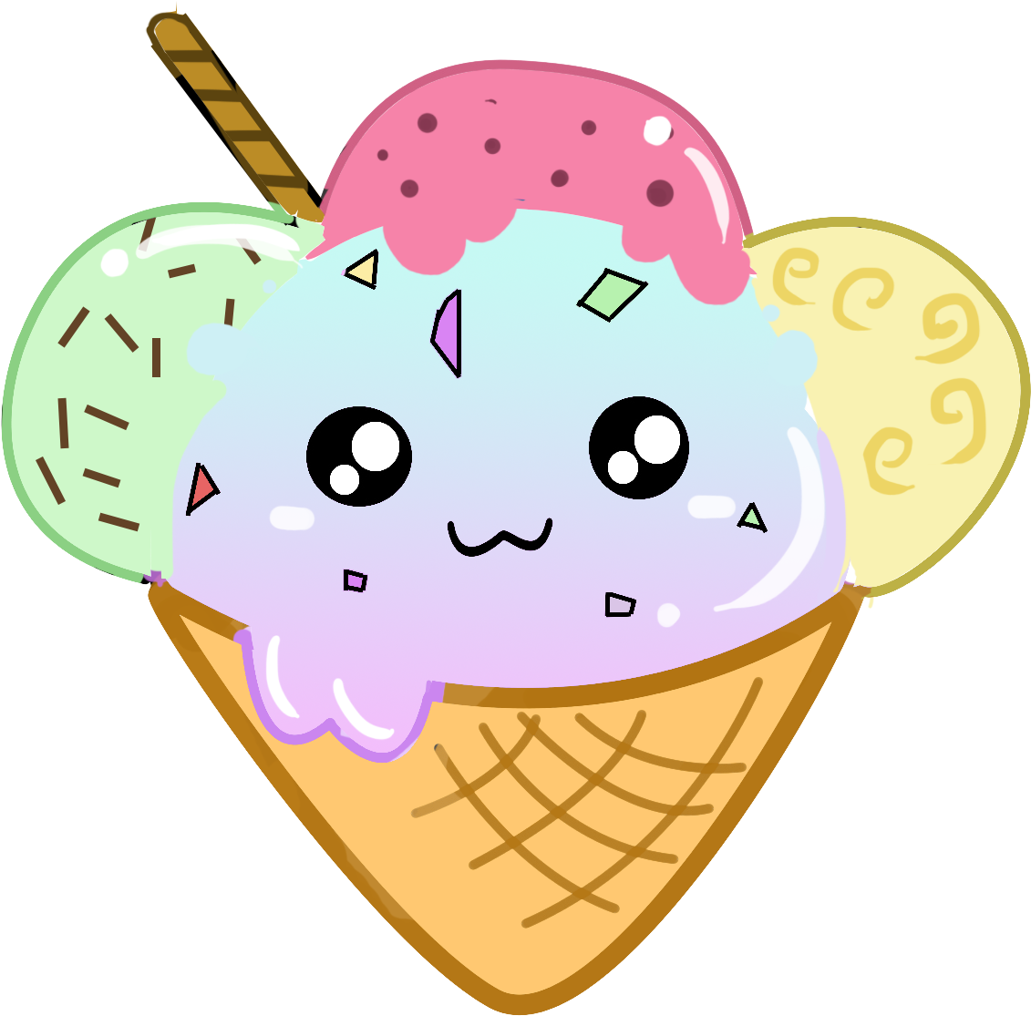 Ice Cream Cones Food Drawing Kavaii - Drawing.