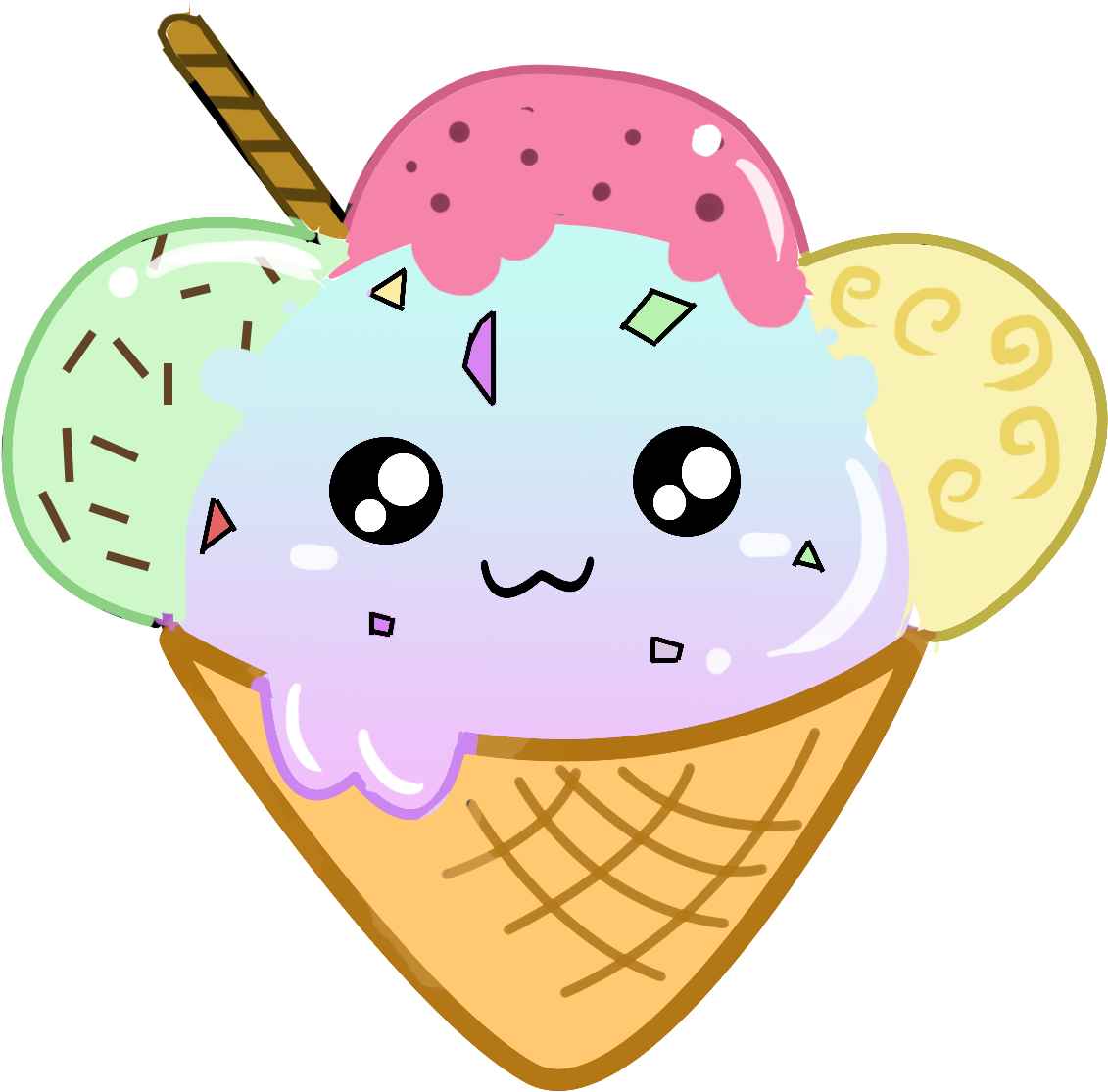 Ice Cream Cones Food Drawing Kavaii - Drawing (1130x1155)