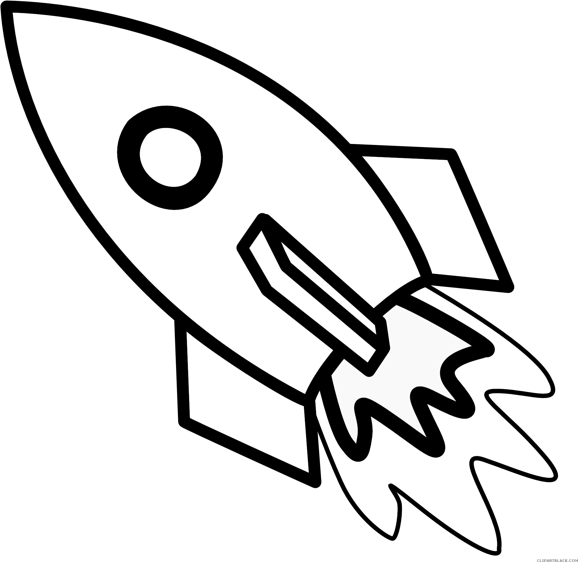 Rocket Line Art Transportation Free Black White Clipart - Colouring Picture Of Rocket (1969x1969)