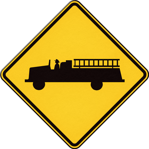 Fire Engine Crossing Sign - Emergency Vehicle Warning Signs (500x500)