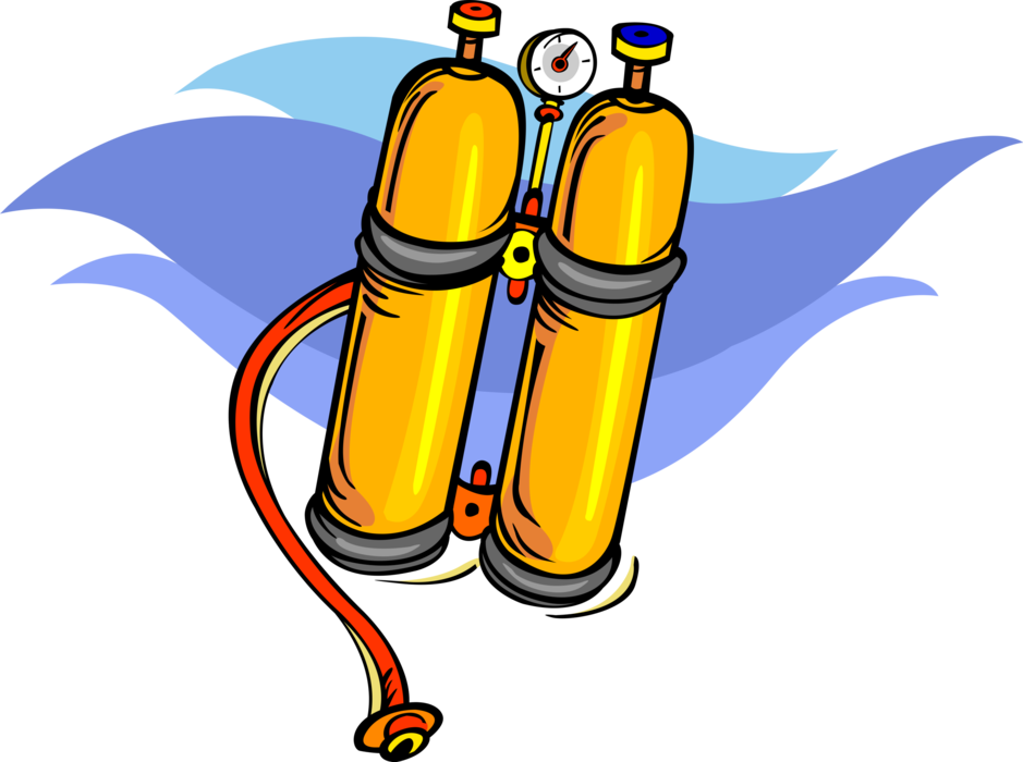 Vector Illustration Of Scuba Tank Diving Cylinder To - Tauchflasche Clipart (939x700)