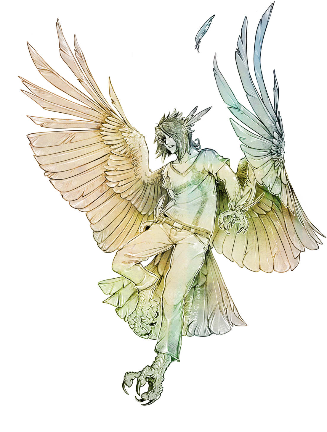 Harpy Mikhail By Rubyfeather Harpy Mikhail By Rubyfeather - Male Harpy Art (1176x1500)