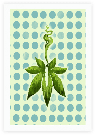 Green Leaf - Cannabis Poster - Girl With Pearl Earring Dots (484x484)