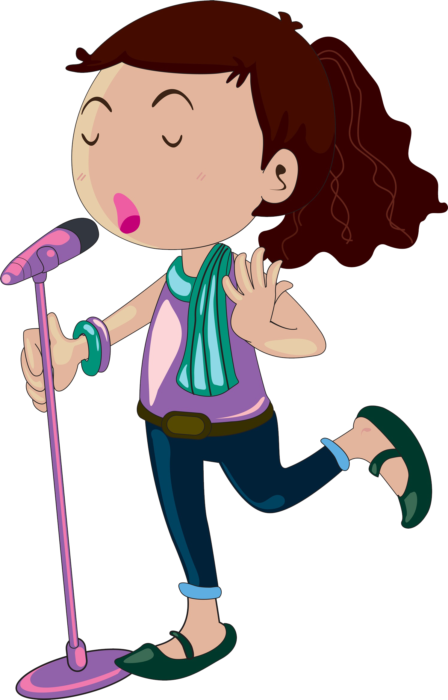 Singing Cartoon Girl Female - Cartoon Girl Singing (1496x2336)