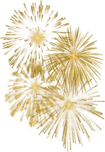 Fireworks Clipart Golden - Gold Fireworks White Background (348x500)