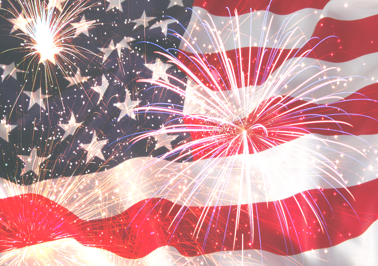 American Flag Computer Wallpaper Background Desktop - American Flag Fireworks Background (1280x900)