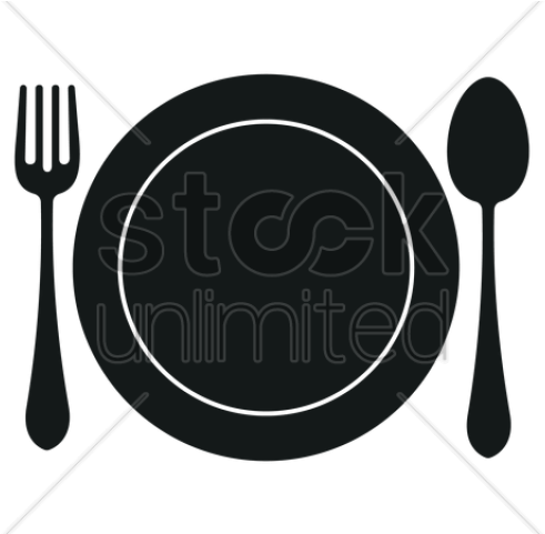 Cutlery Clipart Silhouette - Silhouette Plate (640x480)