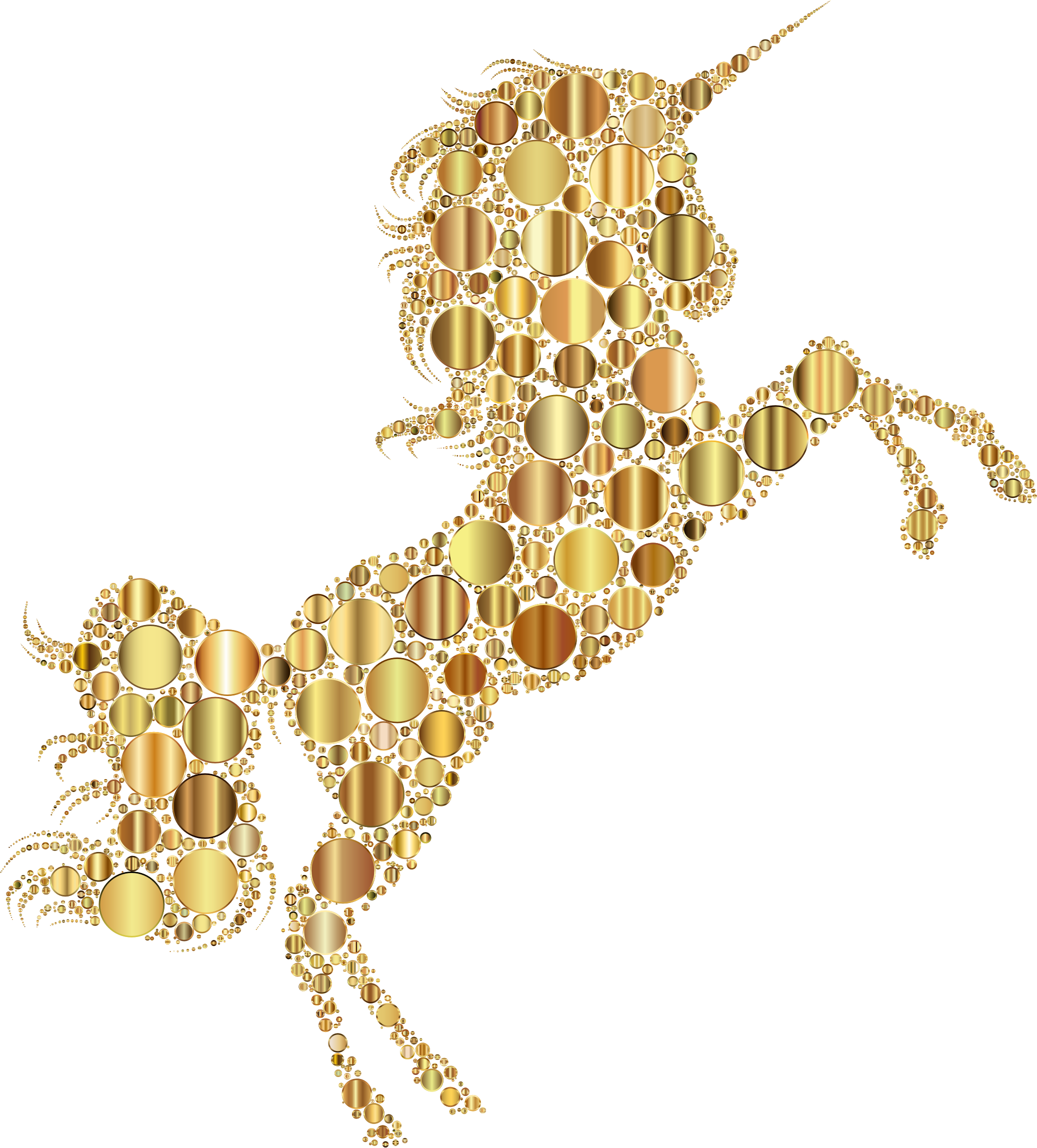 Unicorn Clipart Gold - Gold Unicorn Silhouette Png (2074x2296)