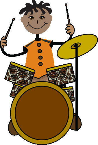 Kid Playing Drums Clipart - Playing Drums Clip Art (339x500)