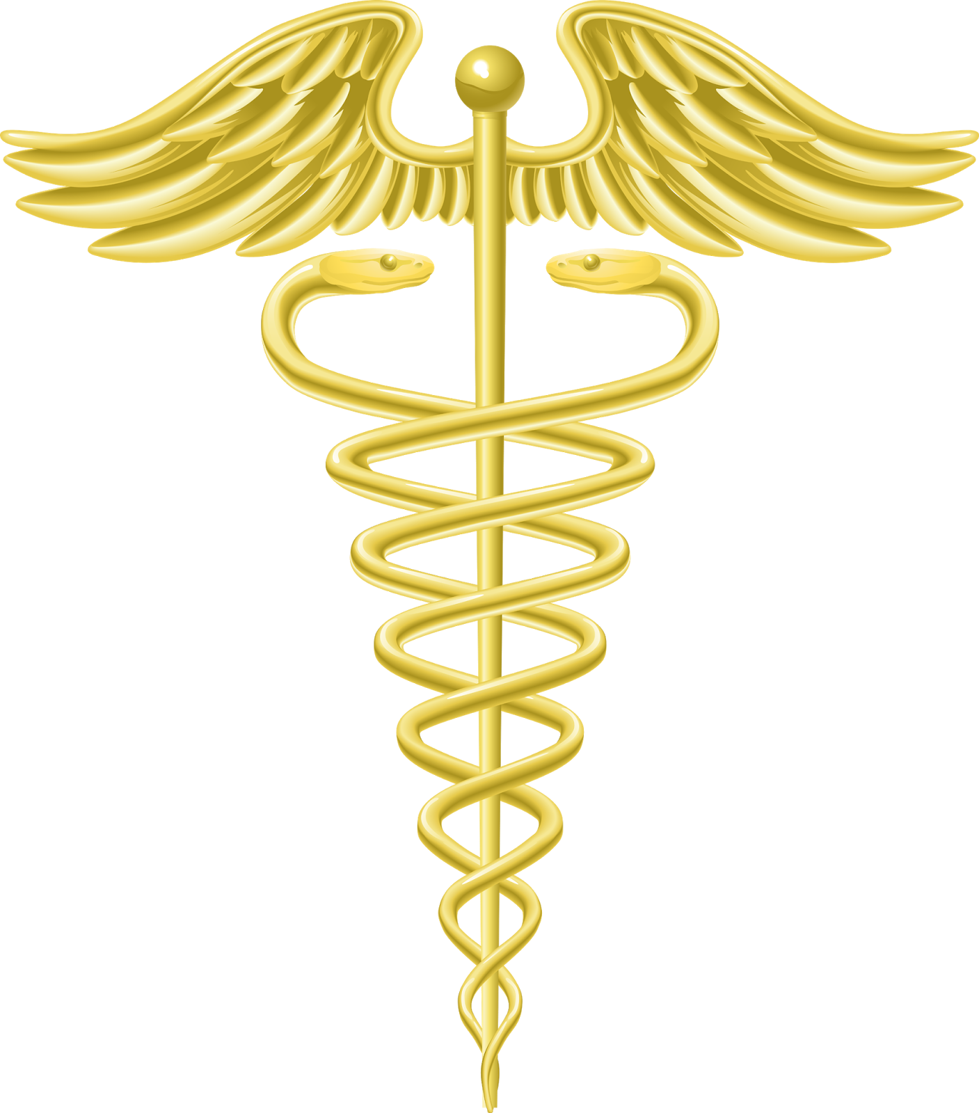 Staff Of Hermes Caduceus As A Symbol Of Medicine Caduceus - Medical Symbol Gold (1407x1600)
