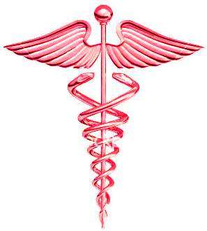 Red Caduceus Medical Symbol - Hermes Symbol Of Power (334x380)