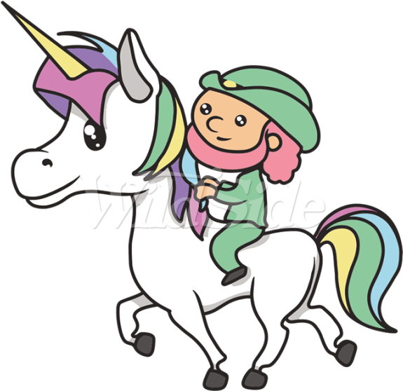 Leprechaun Riding A Unicorn - Leprechaun Riding A Unicorn (600x600)