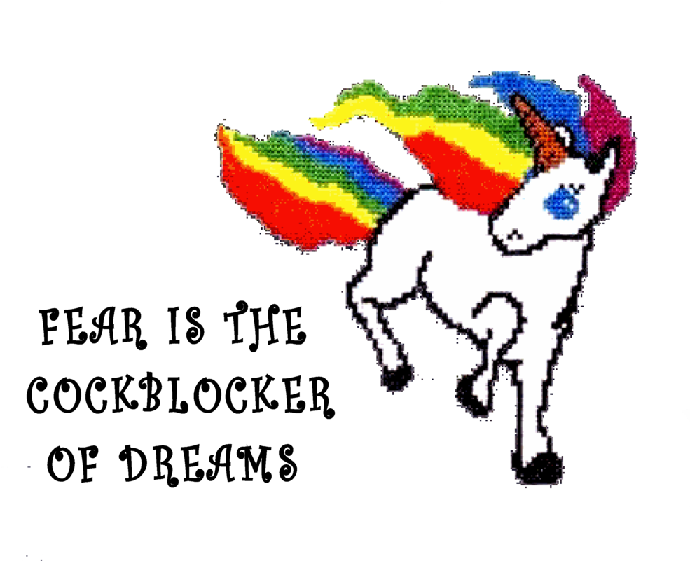 "fear" Cute Unicorn Art / Womens / Girls / T-shirt - Cross-stitch (1000x800)