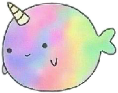 Unicorn Tumblr Whale Rainbow Emoji Sticker Cute Sweet - Narwhals Swimming In The Ocean (484x382)