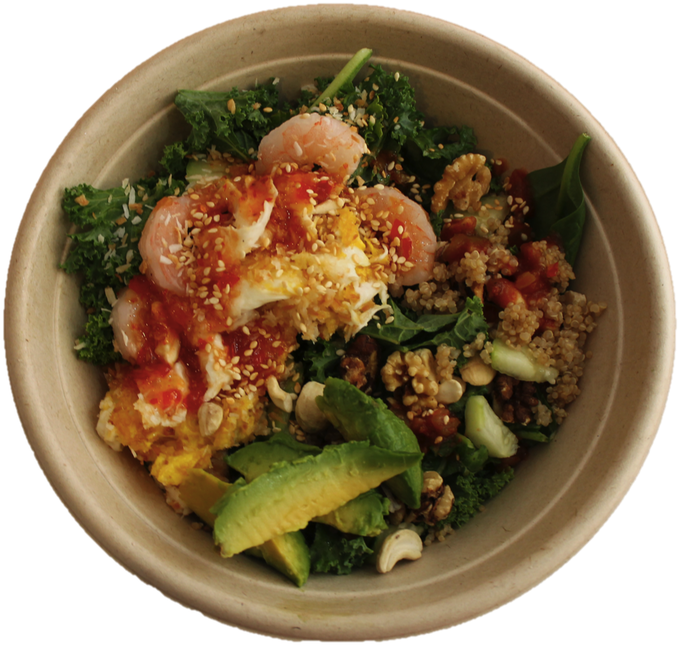Shrimp Scrambled With Organic Egg And Organic Coconut, - Pulse Café - Organic Boba (1100x734)