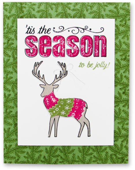 This Card Features The Stampin Up Merry Patterns Stamp - Reindeer (475x600)