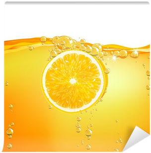 Vector Illustration Of An Orange Fruit Falling In Liquid - Orange (400x400)