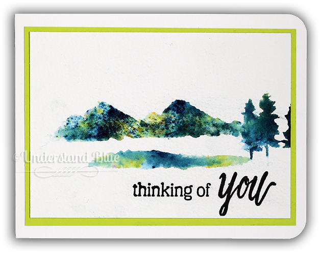 Brusho Technique By Understand Blue With Waterfront - Simon Says Stamp (650x522)