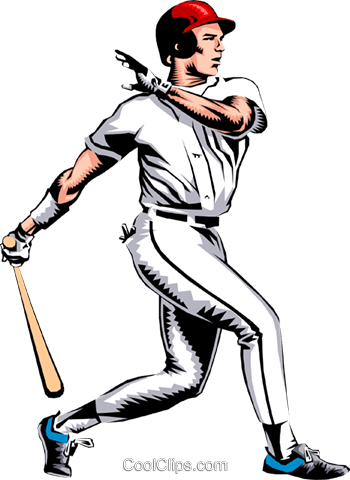 Baseball Player Making A Hit Royalty Free Vector Clip - Baseball Batter Clip Art (350x480)
