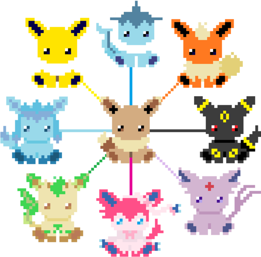 Eeveelution Of Pixel By Kiroshida - Eeveelutions Cute Pixel Art (894x894)