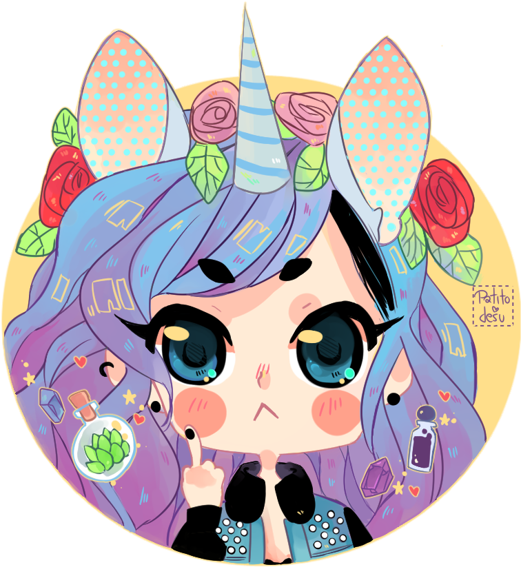 Unicorn Girl Icon By Patitodesu - Anime (758x847)