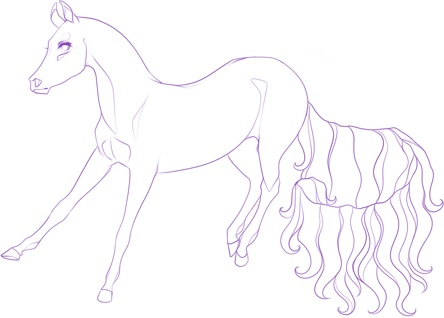 Unicorn Tail Long Spell By Crystaluniicorn Unicorn - Sketch (1600x1144)