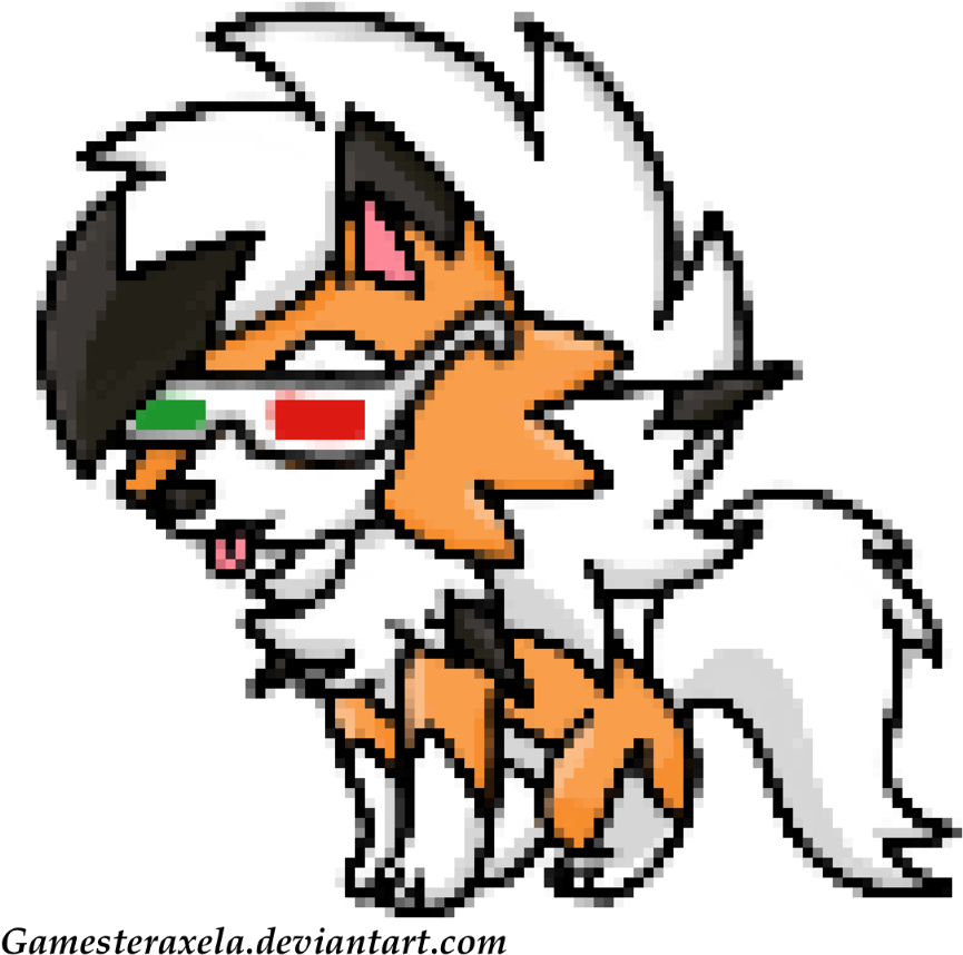 Pixel Dusk Doggo By Gamesteraxela - Lycanroc Dusk Pixel Art (894x894)
