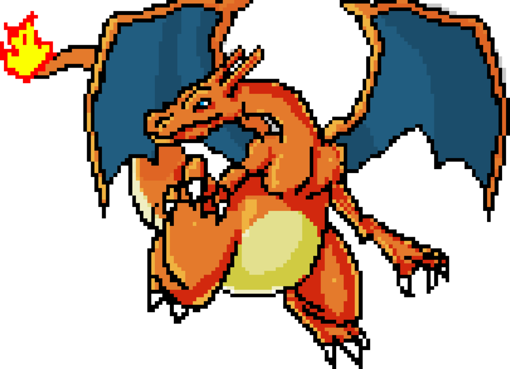 Pixel Charizard By Magam88 - Charizard Pixel Art Png (1024x742)