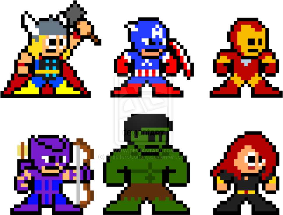 Youtube Thor Pixel Art Marvel Comics Marvel Cinematic - 8 Bit Avengers (1024x819)