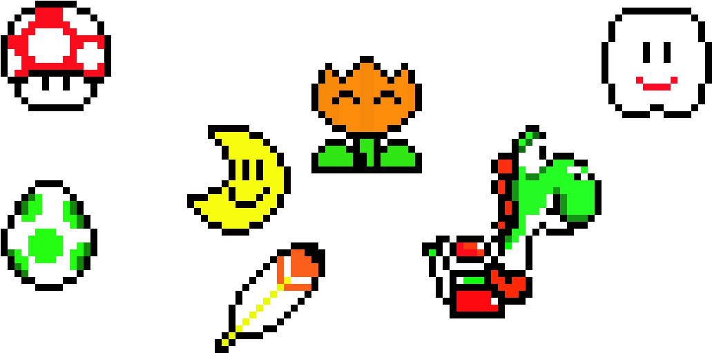 Super Mario World Pixel Art - Makes You Strong Poster Print (landscape) - A5, 5.8 (1040x520)