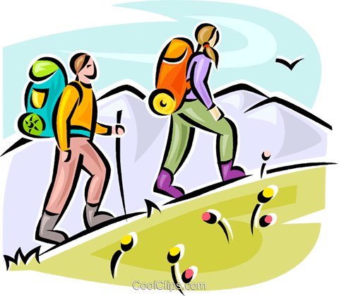 Clipart Wandern - Walking Up A Hill Clipart (480x419)
