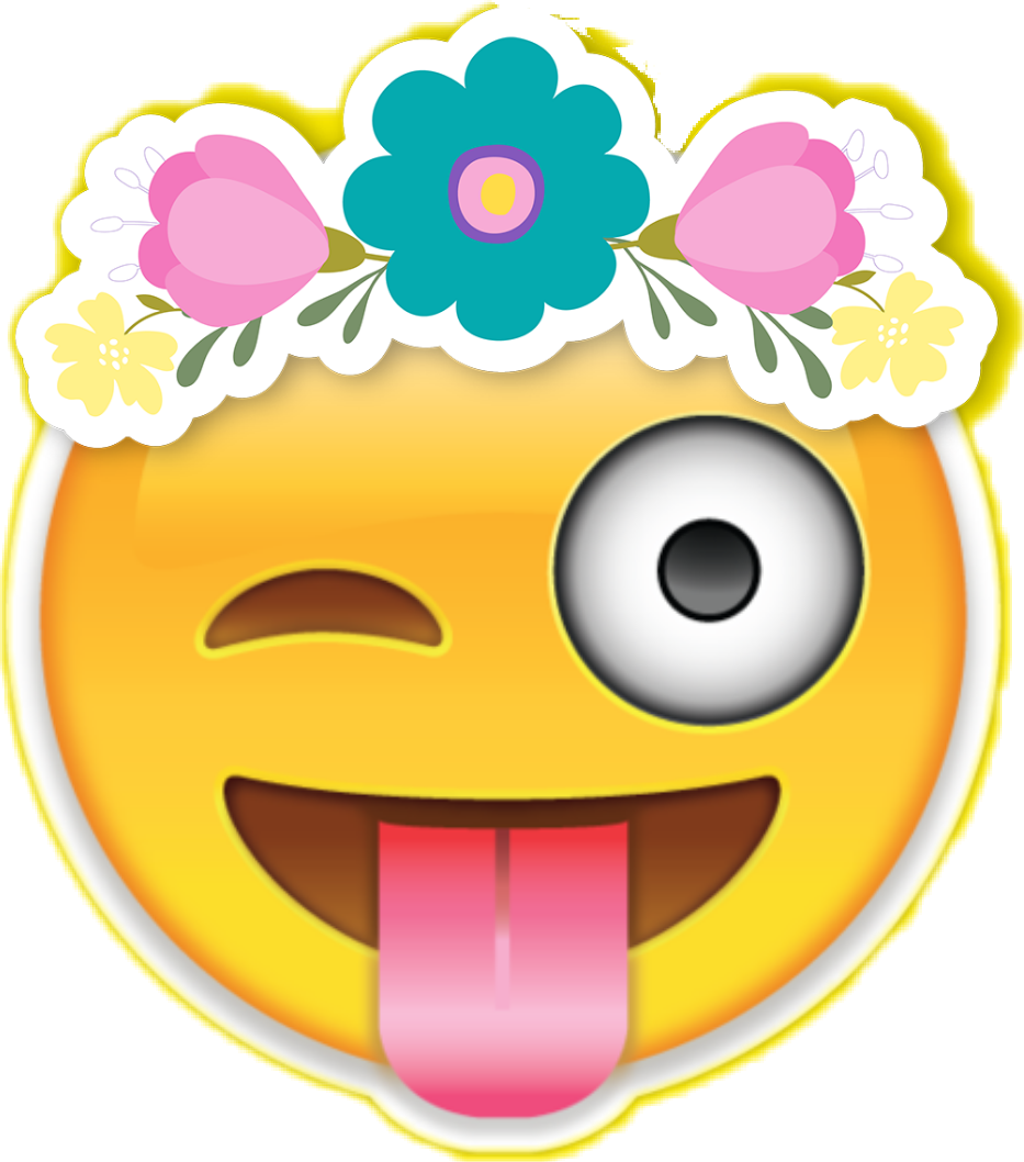 Download and share clipart about Emoji Emojistickers Flowercrown - Smiley F...