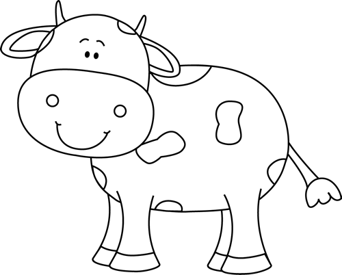 Black And White Cow Clip Art - Cow In Black And White (500x402)