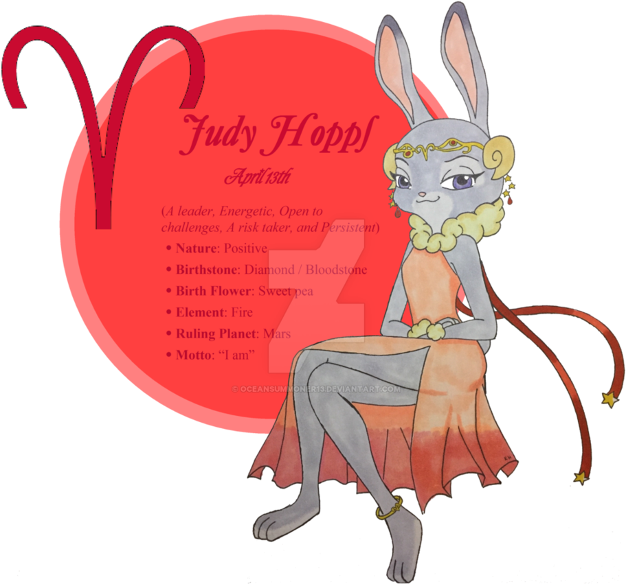 Judy Hopps As Aries, I Gave Her The Birthday April - Zodiac (921x867)