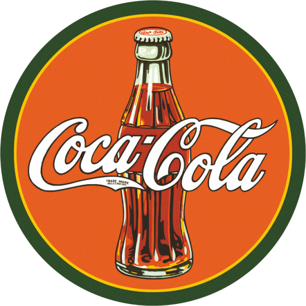 Coca-cola Bottle & Logo - Coca Cola Bottle Round Metal Sign (600x600)