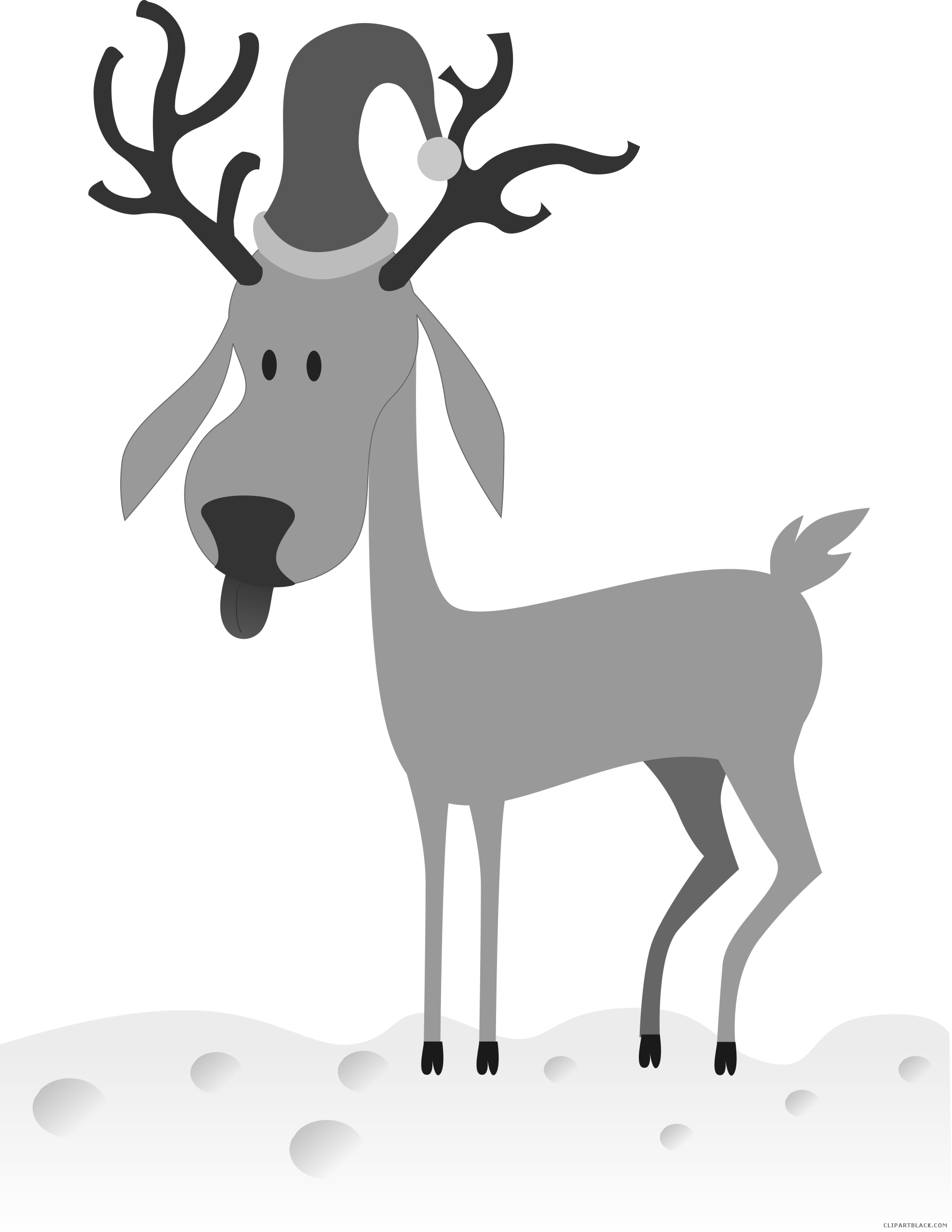 Cartoon Reindeer Animal Free Black White Clipart Images - Cute Reindeer Greeting Cards (pk Of 10) (1854x2400)