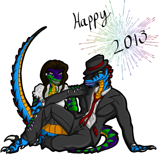 Happy 2013 By Sassyraptor - Cartoon (530x520)