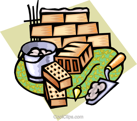 Bricklayer Tools Royalty Free Vector Clip Art Illustration - Bricklayer Tools Royalty Free Vector Clip Art Illustration (480x424)