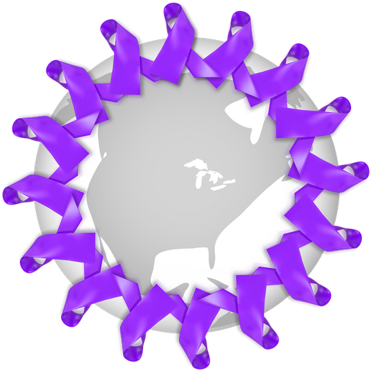 Purple Alzheimers Disease Cystic Fibrosis Ribbons Around - Average April Snowfall Chicago (550x550)